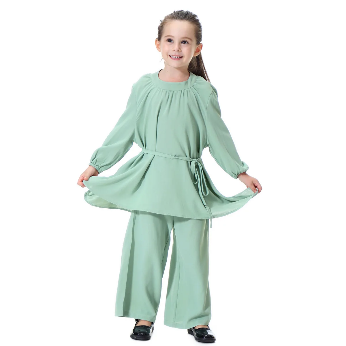 Girl's Muslim Solid Clothing Set