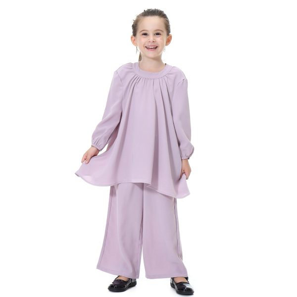 Girl's Muslim Solid Clothing Set - Image 7