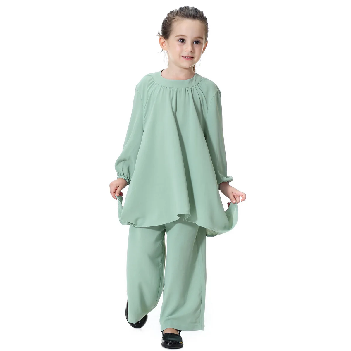 Girl's Muslim Solid Clothing Set