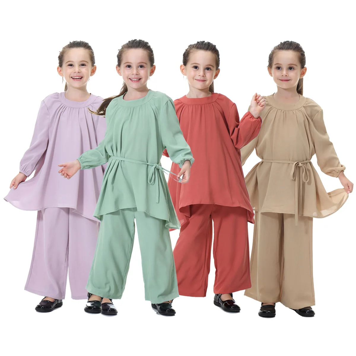 Girl's Muslim Solid Clothing Set