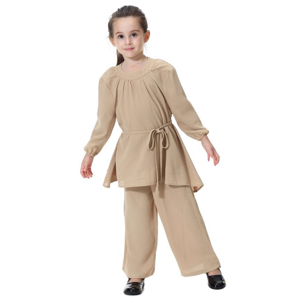 Girl's Muslim Solid Clothing Set - Image 5