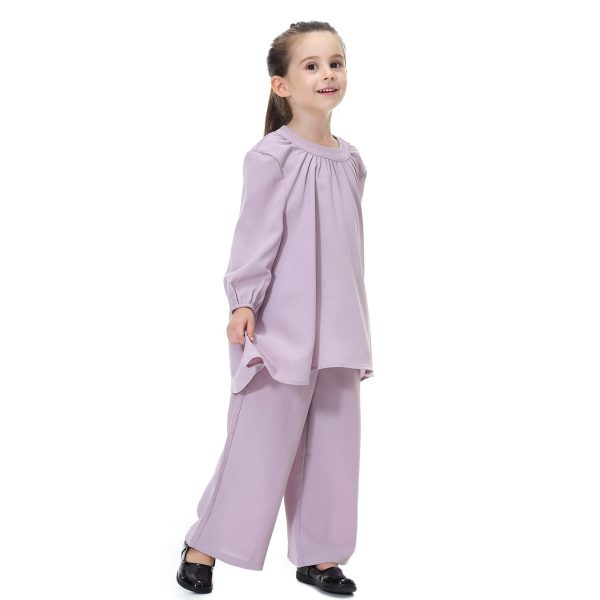 Girl's Muslim Solid Clothing Set - Image 8