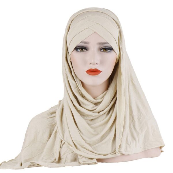 Women's Cotton Hijab and Cap Set - Image 4