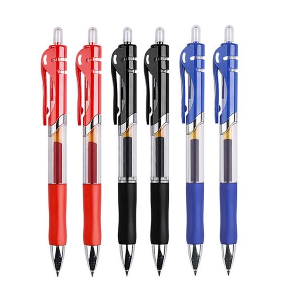 Retractable Black Red Blue Gel Ink Pens Set - Image 6