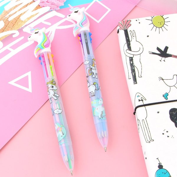 6 Colors Cute Unicorn Cartoon Ballpoint Pen Set 2 Pcs - Image 6