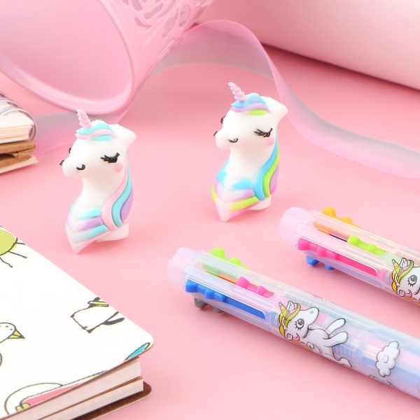 6 Colors Cute Unicorn Cartoon Ballpoint Pen Set 2 Pcs - Image 5