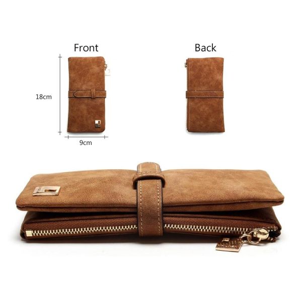 Women's Nubuck Leather Long Wallet - Image 4