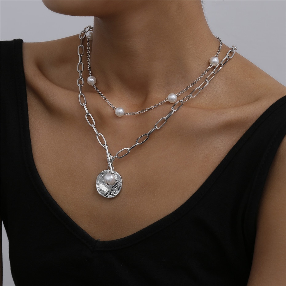 Women's Baroque Pearl Coin Pendant