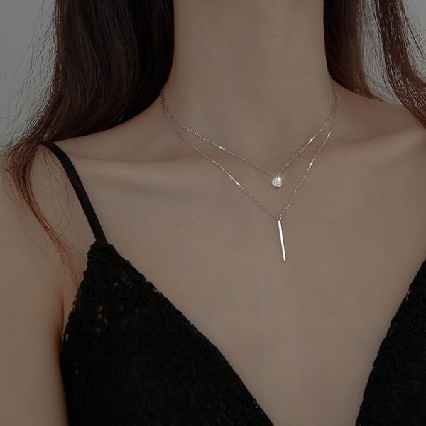 925 Sterling Silver Double Layer Necklace - Image 4