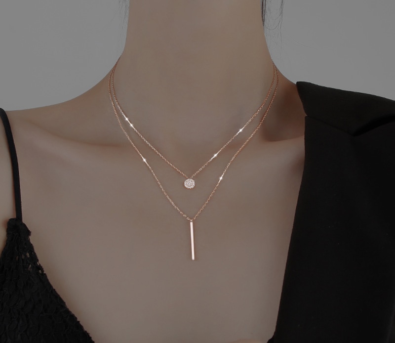 925 Sterling Silver Double Layer Necklace