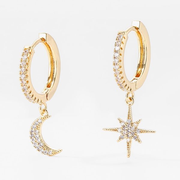 Women's Star and Moon Hoop Earrings - Image 5