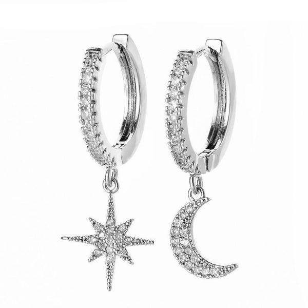 Women's Star and Moon Hoop Earrings