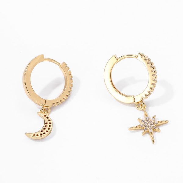 Women's Star and Moon Hoop Earrings - Image 4