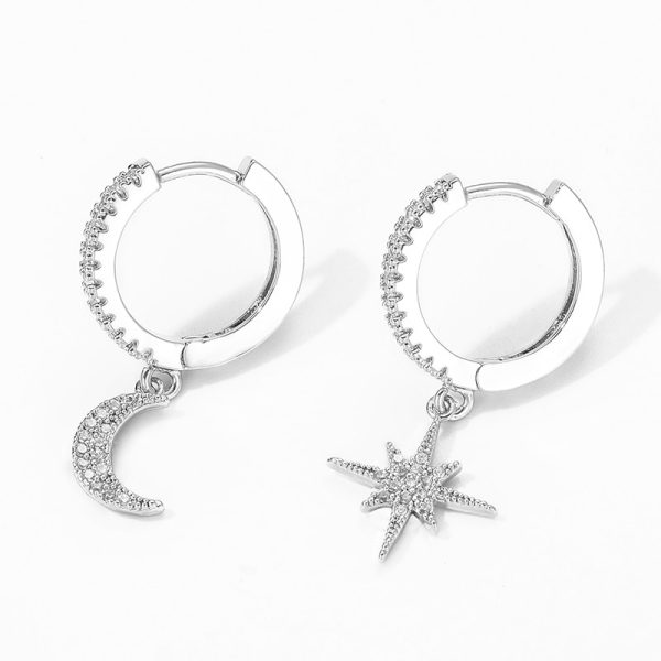 Women's Star and Moon Hoop Earrings - Image 6