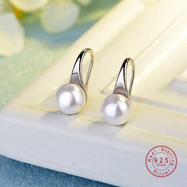 Women's 925 Sterling Silver Water Drop Pearl Earrings