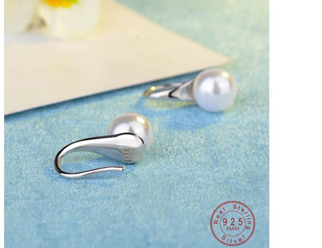 Women's 925 Sterling Silver Water Drop Pearl Earrings