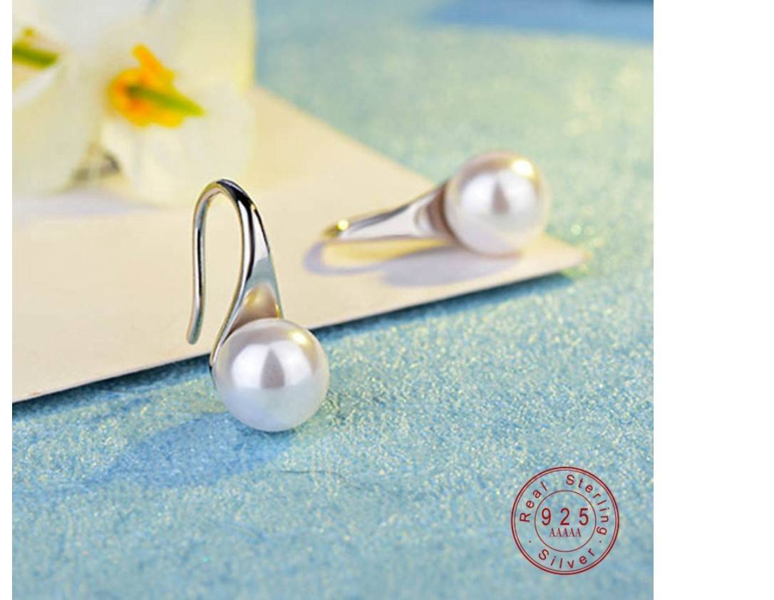 Women's 925 Sterling Silver Water Drop Pearl Earrings