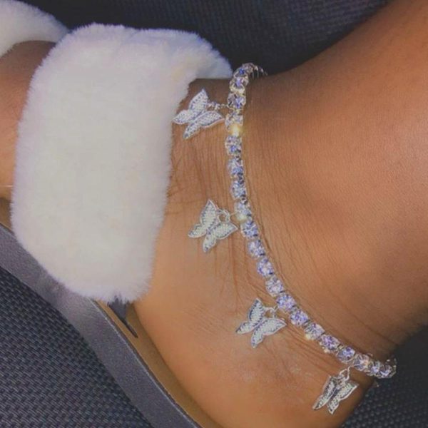 Butterfly Rhinestone Women's Ankle Bracelet - Image 6