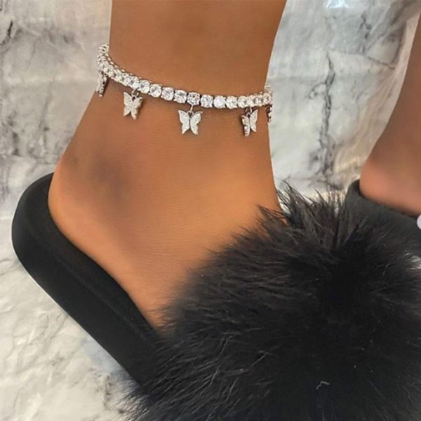 Butterfly Rhinestone Women's Ankle Bracelet - Image 4