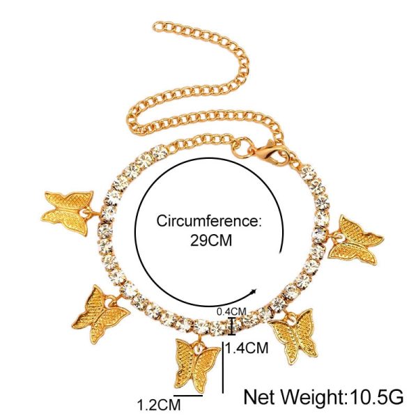 Butterfly Rhinestone Women's Ankle Bracelet - Image 3