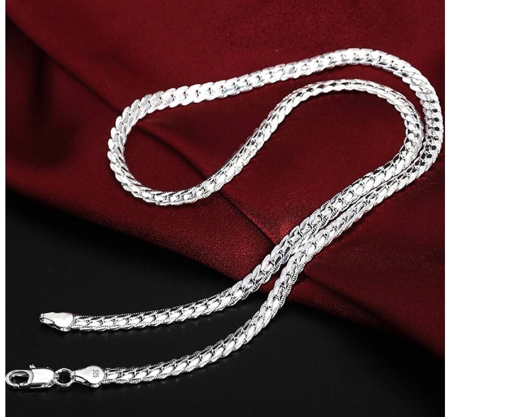 Women's 925 Sterling Silver Chain Necklace and Bracelet Set