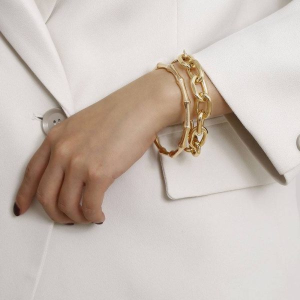 Women's Oversized Chain Bracelet 2 Pcs Set - Image 4