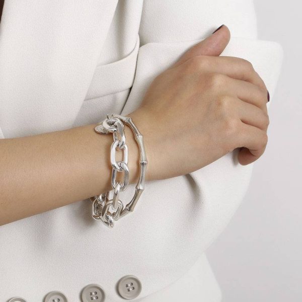 Women's Oversized Chain Bracelet 2 Pcs Set - Image 5