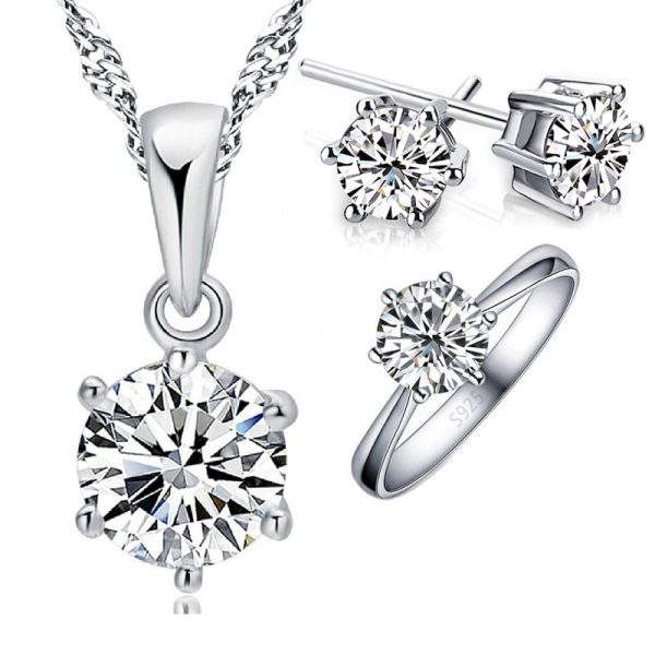 925 Sterling Silver Bridal Jewelry Set - Image 3