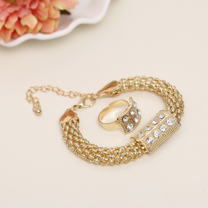 Wedding Crystal Gold Jewerly Set