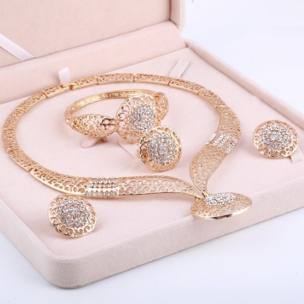 Wedding Crystal Gold Jewerly Set