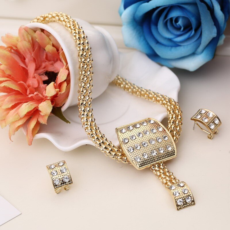 Wedding Crystal Gold Jewerly Set