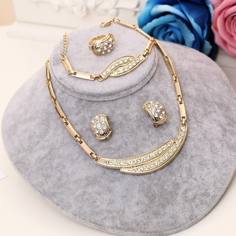 Wedding Crystal Gold Jewerly Set