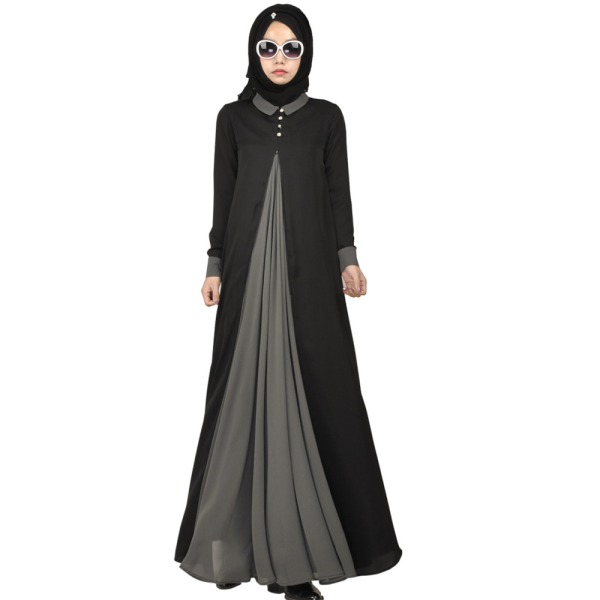 Women's Islamic Black Silk Maxi Dress - Image 3