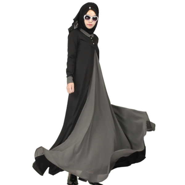 Women's Islamic Black Silk Maxi Dress - Image 4