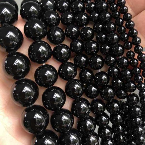 Natural Black Agate Beads