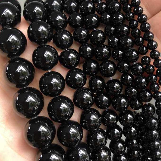 Natural Black Agate Beads