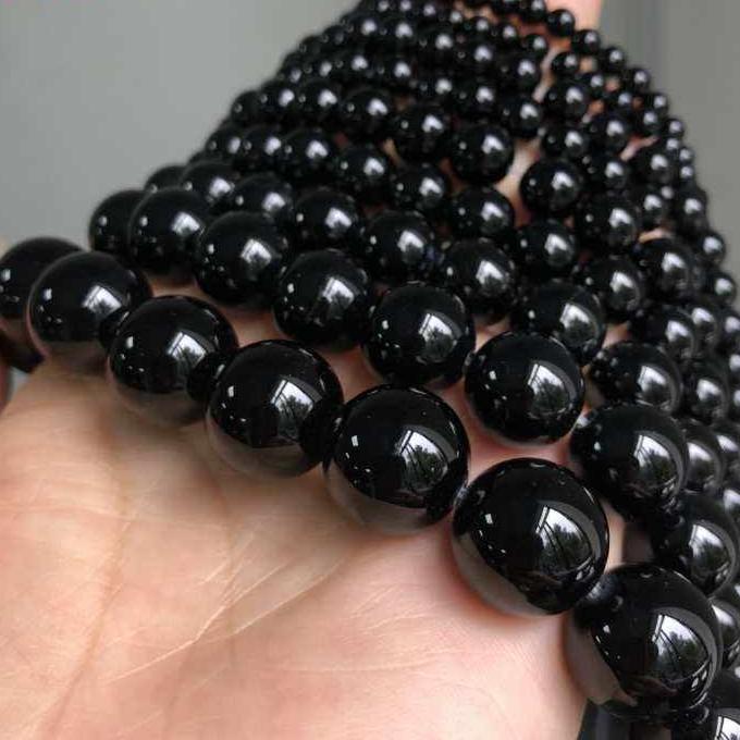 Natural Black Agate Beads