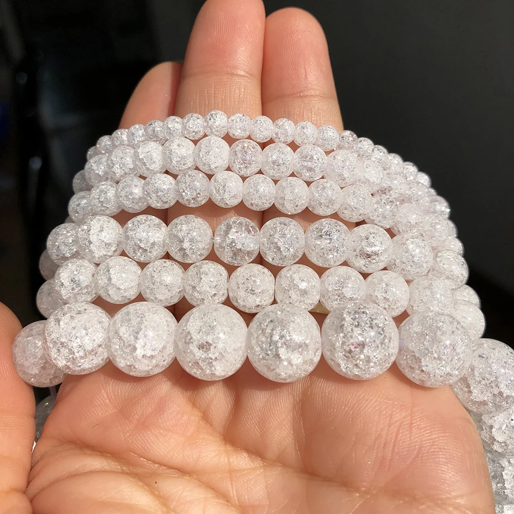 White Cracked Crystal Beads