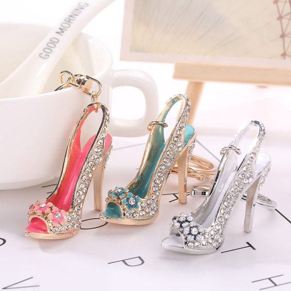 Crystal High Heel Shoe Shaped Metal Keychain - Image 5