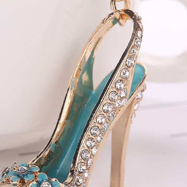 Crystal High Heel Shoe Shaped Metal Keychain - Image 7