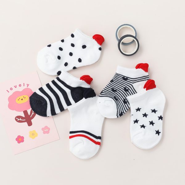 Baby's Red Detail Socks 5 Pairs Set - Image 8