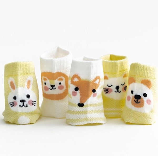 Baby's Animal Print Pastel Color Socks 5 Pairs Set - Image 6