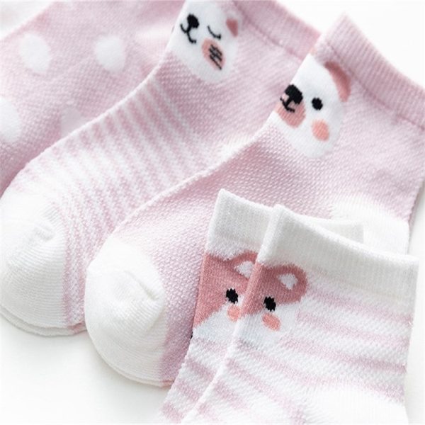 Baby's Animal Print Pastel Color Socks 5 Pairs Set - Image 7