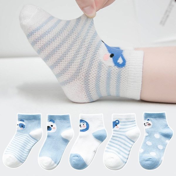 Baby's Animal Print Pastel Color Socks 5 Pairs Set - Image 4