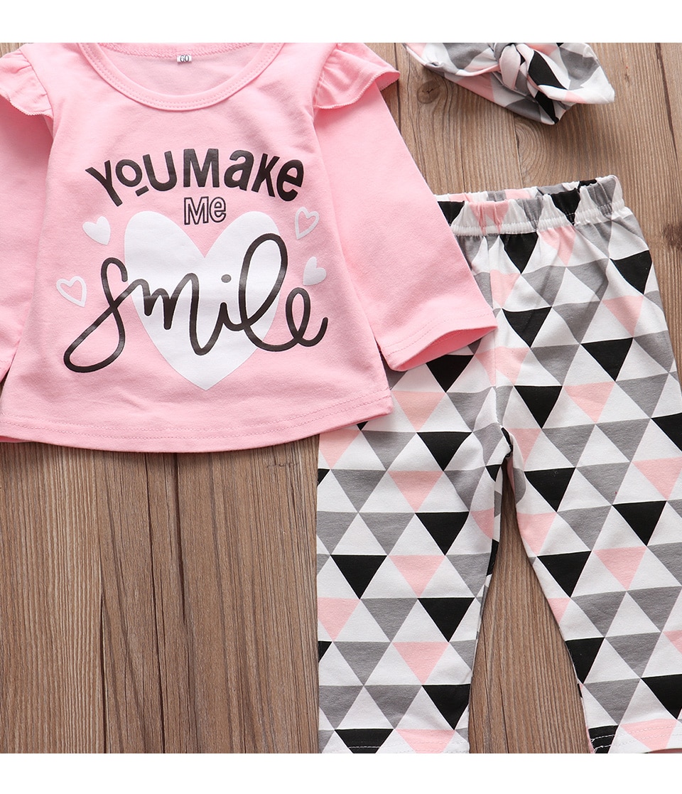 Baby Girls Printed Clothing Set 3 Pcs