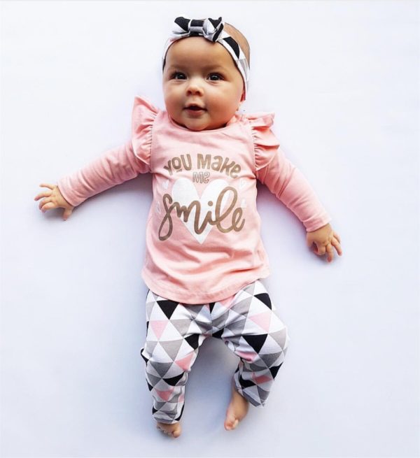 Baby Girls Printed Clothing Set 3 Pcs - Image 3