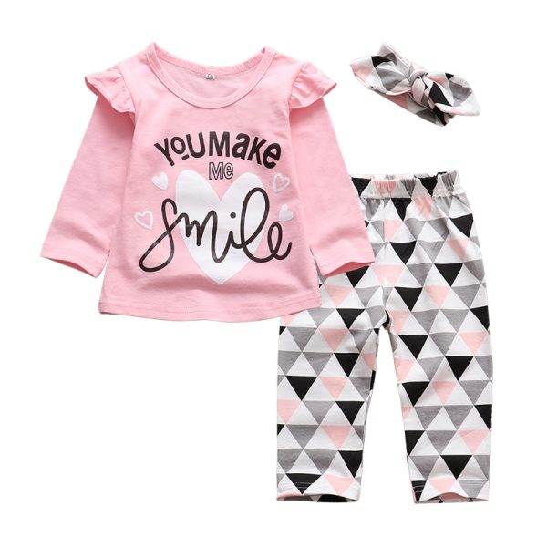 Baby Girls Printed Clothing Set 3 Pcs - Image 4